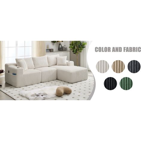 Set de canapés modulaires avec un chaiselongue et deux sièges. Idéal pour le salon, l’appartement ou le studio. (1/5)