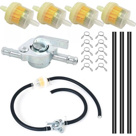 Fuel Hose Kit, Motorcycle Fuel Filter, Moped, Fuel Hose 3pcs 15cm 5mm Fuel Hose + 4pcs 5mm Fuel Filter + 10pcs Car Hose Clamps (1/5)