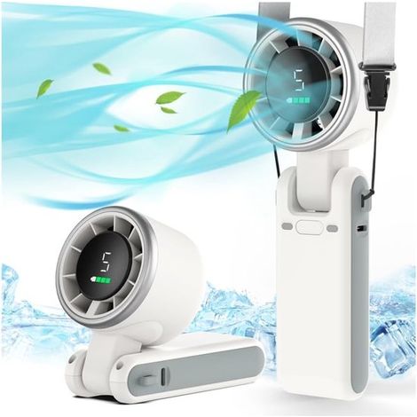 Ventilatore portatile,Ventilatore ricaricabile,Ventilatore USB-C,5 velocità,Con display digitale,Fino a 12 ore di utilizzo,Nero/Bianco/Verde (1/5)