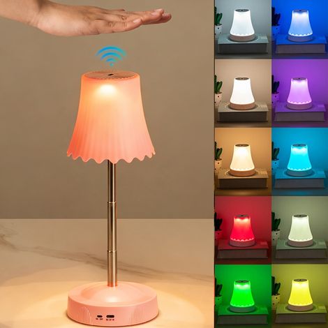 Veilleuse à détection gestuelle avec pied réglable en hauteur, 7 couleurs et 3 modes RGB, commande gestuelle sans contact, lampe de chevet à intensité (1/5)