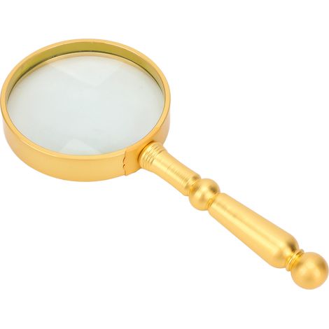Loupe de lecture 6x en métal doré 75mm, ergonomique pour seniors et malvoyants (1/5)