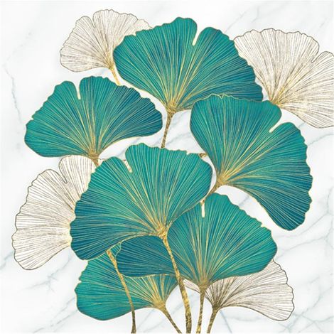 Tovaglioli con foglie di Ginkgo Biloba, 33x33 cm, 20 pezzi.