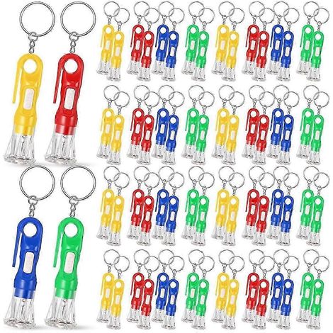 100 Mini-Taschenlampen-Schlüsselanhänger in verschiedenen Farben für Kinder, ideal als Mitbringsel für Camping und Partys (1/5)