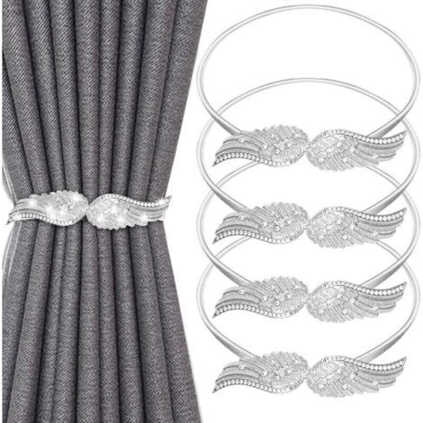 Set mit 4 einfachen, verstellbaren Gardinenstangenhalterungen mit Metall-Raffhaltern für Zuhause, Schlafzimmer, Wohnzimmer und Büro. (1/4)