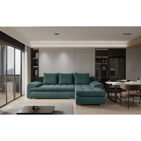 Kaiser Möbel Elegantes und modernes Ecksofa TOMI Castel Azurblau Rechts (1/4)