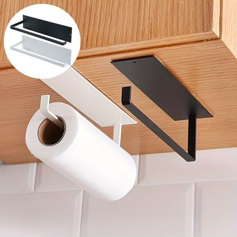 2pcs Grand support de rangement carré pour usage domestique, grand porte-serviettes en papier carré pour salle de bain, blanc et noir (1/5)