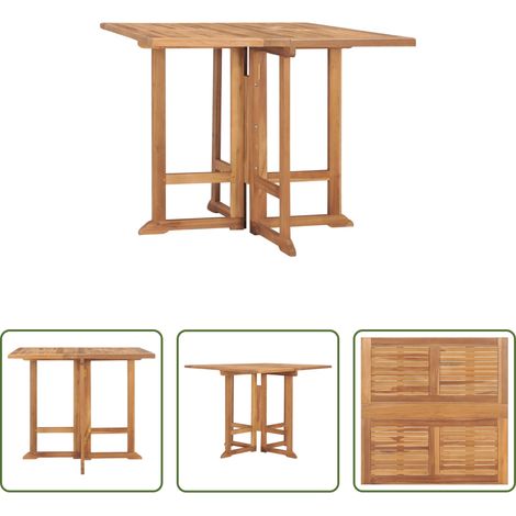 Teakholz Esstisch - Klappbarer Garten-Esstisch 90x90x75 cm Massivholz Teak (1/5)