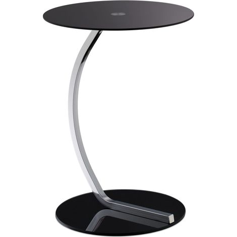 Tavolino rotondo multifunzionale dal design moderno 50 x 50 x 50 cm in vetro nero 130008393