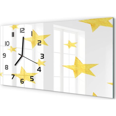 Horloge Murale Panoramique Minimaliste 60x30 cm Design Épuré Moderne Étoile jaune (1/5)