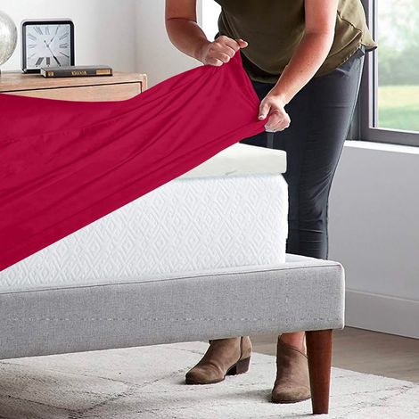 Lenzuolo Sotto 100% Cotone Per Materassi Alti Fino 30 Cm Avvolgente Lenzuola Con Angoli Elastici Singolo Matrimoniale Copri Topper Salvamaterasso Ciclamino - Singolo