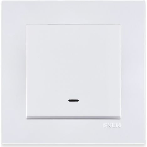 Interrupteur simple avec témoin lumineux blanc – 201/01E EXEN – ensemble complet (mécanisme + plaque inclus) (1/3)