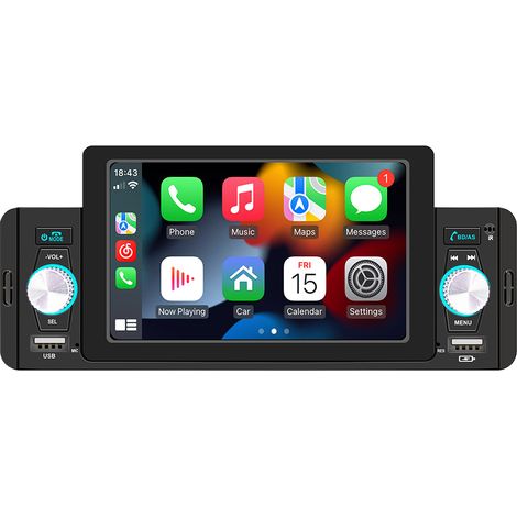 Autoradio MP5/MP4 5 pouces compatible Apple CarPlay et Bluetooth pour téléphone portable. (1/4)