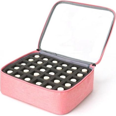 1 pièce organisateur vernis à ongles, 30 compartiments, boîte rangement compacte rose pour vernis et huiles essentielles, usage bureau ou voyage (1/5)