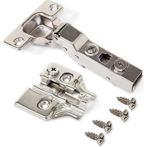 Emuca - Kit charnière coudée pour montage en applique sur panneau mitoyen X91N et embase finition acier nickelé - 1011107