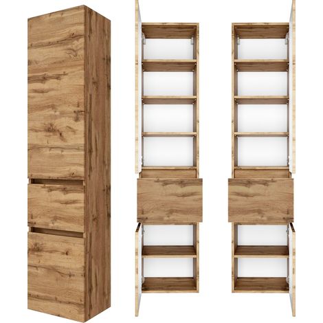 Badezimmer Seitenschrank LAURIA-03 in Wotaneiche Nb., BxHxT: ca. 40x180x35 cm (1/5)