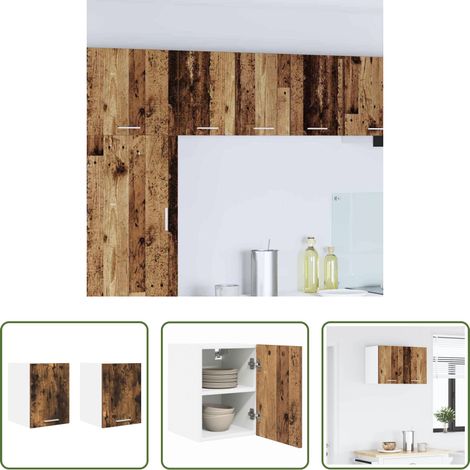 Hängeschrank - Hängeschrank mit Tür 2 pcs Altes Holz und Weiß 30 x 31 x 40 cm (1/5)