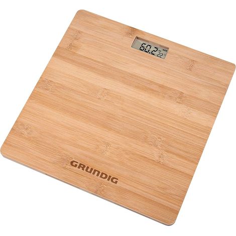 Pèse Personne – Balance Digitale – Pèse Personne avec Écran LCD – Capacité jusqu’à 180 kg – Unitès kg, lb et st – 28x28 cm - Bambou (1/5)