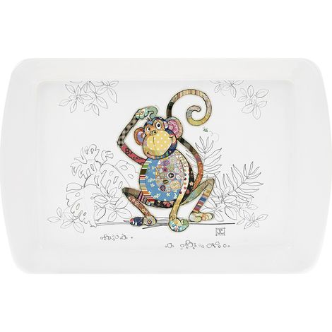 Vassoio decorativo in melamina Monty Monkey per servire i pasti, a forma di casa di scimmia