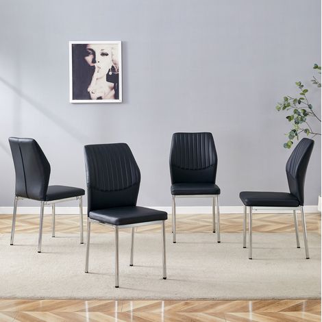 Set 4 sedie sala da pranzo in PU con gambe metallo OKMYHOME (1/5)