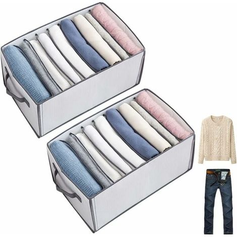 2-teiliges Kleiderschrank-Organizer-Set mit Schubladen, faltbare und verstärkte Aufbewahrungsbox für Hosen, Jeans, T-Shirts und Unterwäsche (1/4)