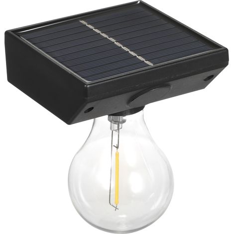 Solarbetriebene Außenwandleuchte mit Wolframlampen, Lichtsensor, IP65, 1200 mAh Akku (schwarz) (1/5)