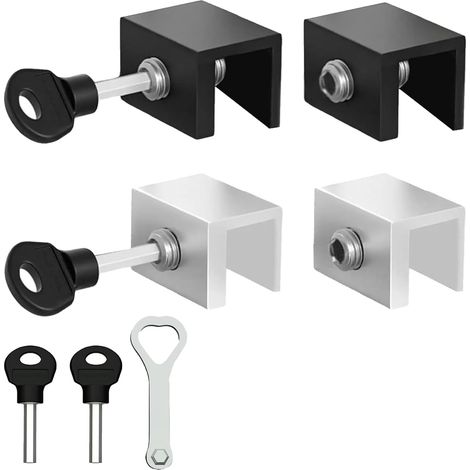 Verrou Baie Coulissante - Verrou Porte Coulissante 10 mm - Pour Fenêtre Coulissante et Porte-Fenêtre - Réglable Sans Perçage - 4 Pièces