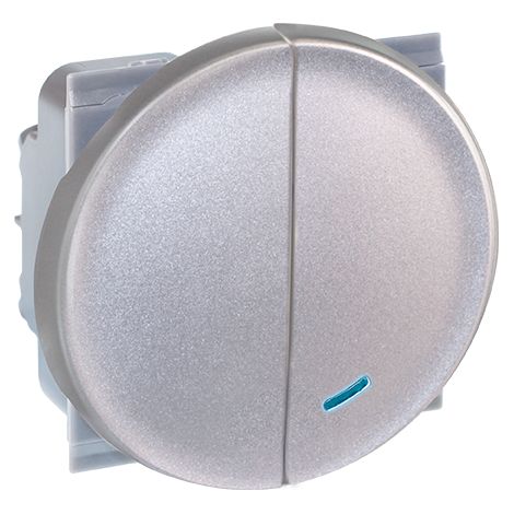 Interrupteur va et vient lumineux + bouton poussoir - COMETE Couleur Silver