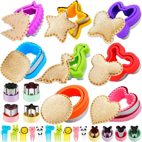 Ensemble de 26 emporte-pièces et scelleurs pour sandwichs pour enfants, formes de pain sans croûte pour boîte à lunch Bento, préparation amusante de biscuits et de collations, tailles assorties