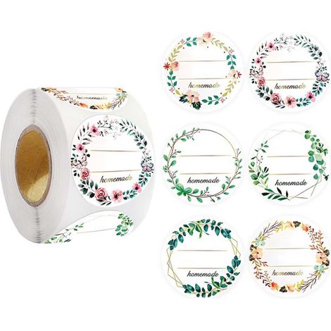 Etichette autoadesive, etichette per marmellate, adesivi rotondi. Etichette di alta qualità, scrivibili. Disponibili in 6 design per vasetti e sacchetti regalo. (1/5)