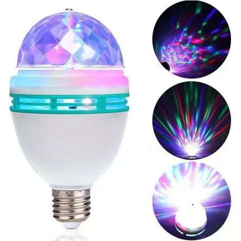 Ampoule Led - 3 W - Effet Disco Rotation Automatique - Culot E27 - Multicolore Rgb - 1 Piece (1/4)