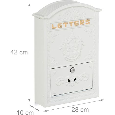 Boite aux lettres rétro vintage murale avec système de serrure 42 x 28 x 10 cm en fer noir (1/5)
