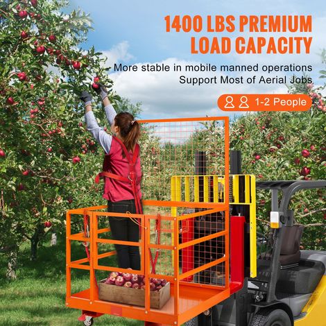 Nacelle sécurité chariot élévateur plateforme 109 x 114.3 cm 635 kg avec roues pour travail en hauteur (1/5)