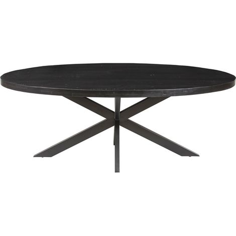 Ovaler Esstisch BOURGIA aus massivem schwarzen Mangolienholz, ideal für ein gemütliches Esszimmer (1/5)