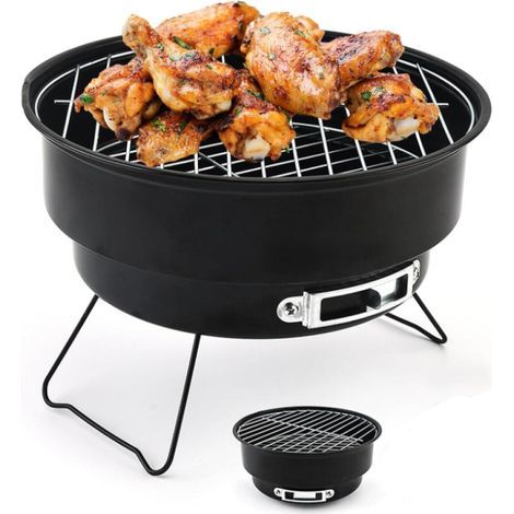 Barbecue Portable Mini Barbecue Pliable Barbecue à Charbon avec Sac Isolé pour Camping,Piquenique, Jardin, Terrasse, Voyage26×26×18cm (1/5)