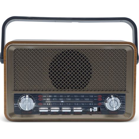 Radio FM retro inalámbrico Q-SY500 Altavoz portátil MP3 Bluetooth USB AUX TF  Color: Marrón