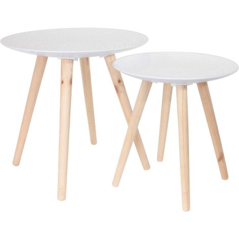 Lot de 2 Tables Gigognes "Sanda" 49cm Blanc (1/5)