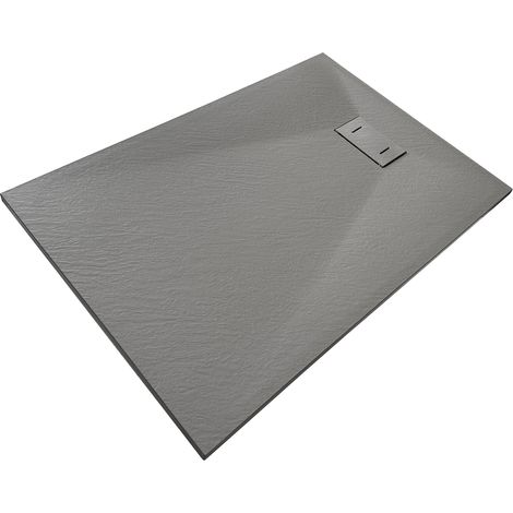 NALA-Receveur de douche  SMC en fibre de verre effet pierre avec bonde inclus H. 2,6 cm 70 x 120 Gris
