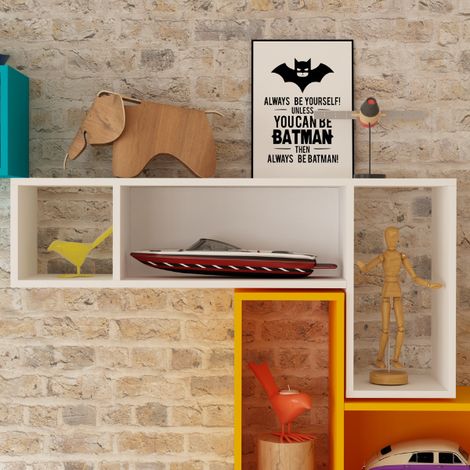 Support mural Bo0 98x24 cm avec 3 compartiments - blanc (1/5)