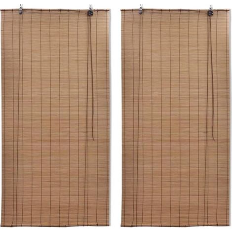 Store enrouleur en bambou, 2 pièces, marron, 120 x 220 cm (1/5)