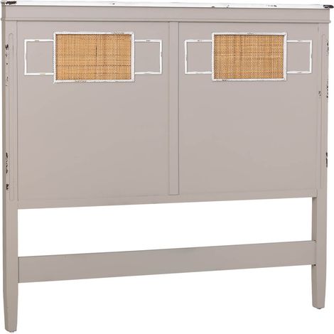 Cabezal de cama de madera con rejilla gris 150x6x130 (1/5)