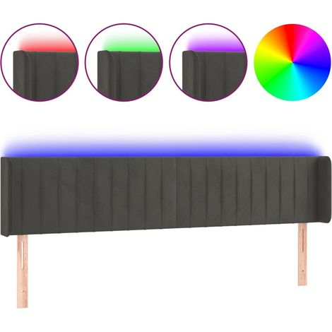 Maison Exclusive - LED Kopfteil Dunkelgrau 203x16x78/88 cm Samt