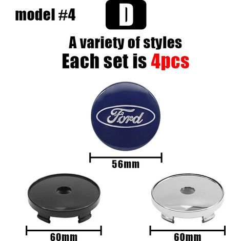 (Modèle 4, couvercles argentés, 60 mm) - Lot de 4 enjoliveurs centraux de roue de 60 mm pour voiture, compatibles avec Focus MK2, MK3, Mondeo Escape, Kuga, Ranger, Fusion et S-MAX. (1/5)