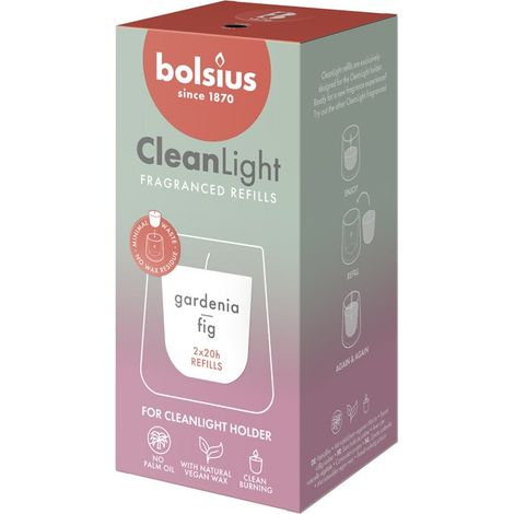 Bolsius Cleanlight Duft-Nachfüller 2er Pack Gardenia & Feige Duftkerze