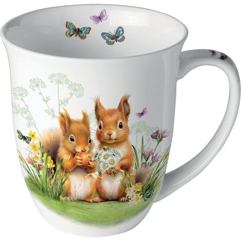 Tasse en porcelaine fine couple décureuils (1/2)
