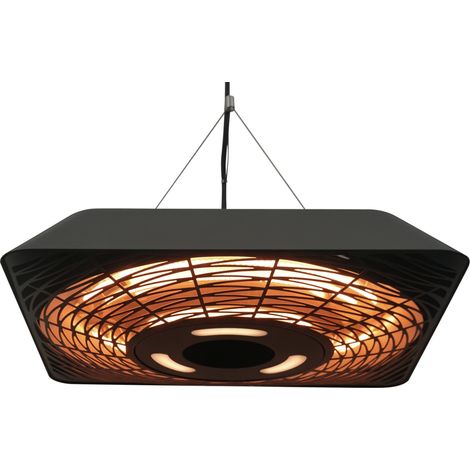 Chauffage infrarouge 2000 W 3 niveaux IP45 LED housse pied terrasse noir - chauffage terrasse mur ou pied puissance réglable