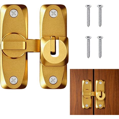 Verrou de Porte Coulissante en Alliage d'Aluminium Épaissi, Serrure de Sécurité Intérieure pour Salle de Bain, Chambre, Grange ou Fenêtre, Or Mat (1/5)