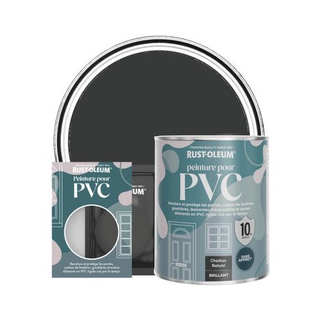 Rust-Oleum – Peinture pour PVC finition brillante – Charbon naturel – Résistance jusqu'à 10 ans – Application facile au pinceau ou pistolet (1/3)