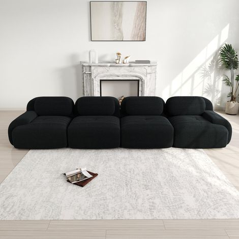 Canapé 4 places en velours côtelé doux, sans structure, avec revêtement 32D haute élasticité, ergonomique et adapté aux animaux, livré sous vide, modulable, aucun montage requis, idéal pour la chambre