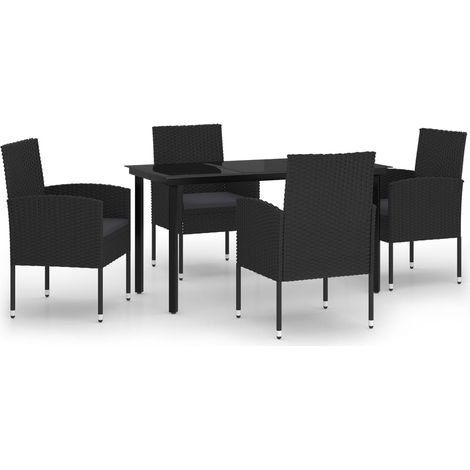 Maison Exclusive - 5-tlg. Garten-Essgruppe Schwarz