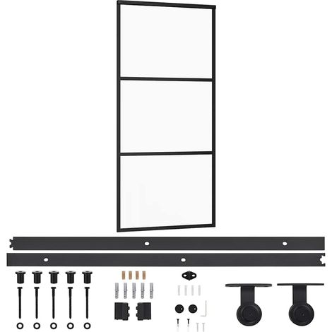 Maison Exclusive - Porta Scorrevole con Kit Montaggio Vetro ESG Alluminio 90x205cm (1/5)